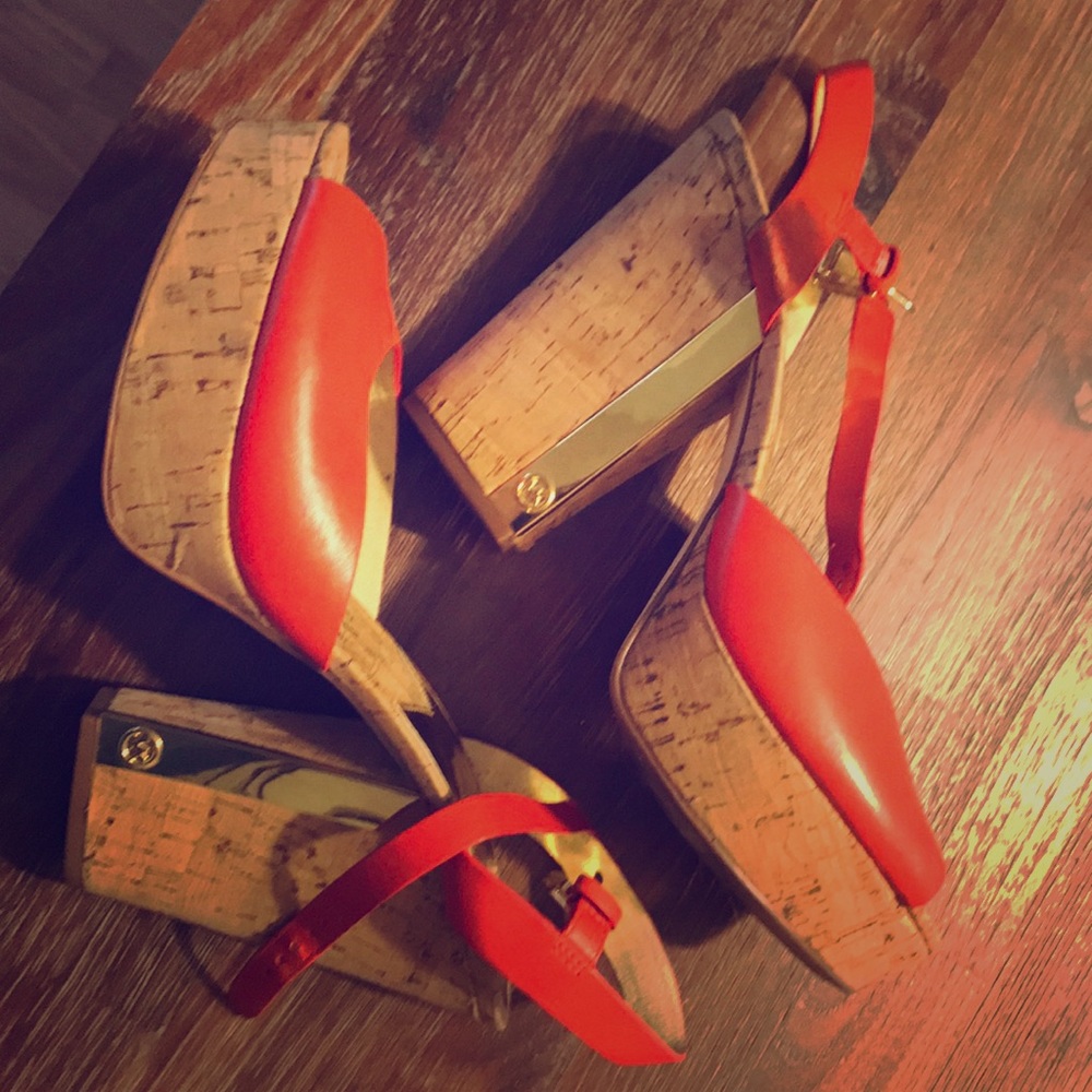 Orange Michael Kors Platform Sandals